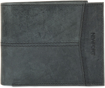 

Newport Men Grey Genuine Leather Wallet(4 Card Slots), Black