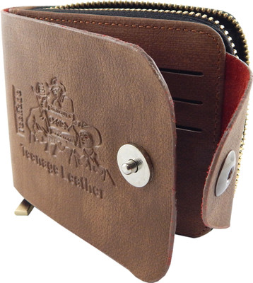 

Teenage Men Brown Artificial Leather Wallet(10 Card Slots)