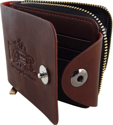 

Teenage Men Brown Artificial Leather Wallet(10 Card Slots)