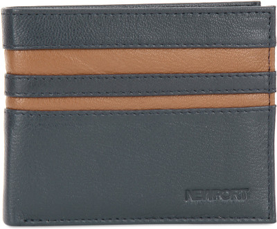

Newport Men Tan, Blue Genuine Leather Wallet(4 Card Slots), Tan & navy