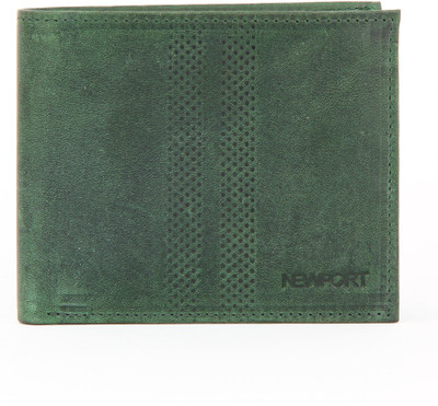 

Newport Men Green Genuine Leather Wallet(4 Card Slots), Olive