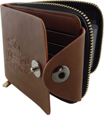 

Teenage Men Khaki Artificial Leather Wallet(10 Card Slots)