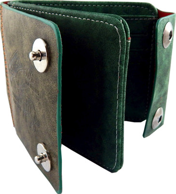 

Teenage Men Green Artificial Leather Wallet(9 Card Slots)