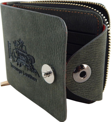 

Teenage Men Green Artificial Leather Wallet(10 Card Slots)