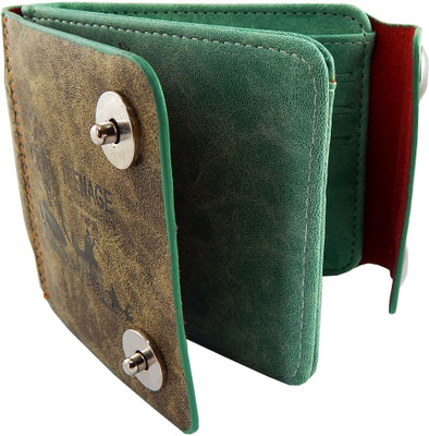 

Teenage Men Green Artificial Leather Wallet(9 Card Slots)