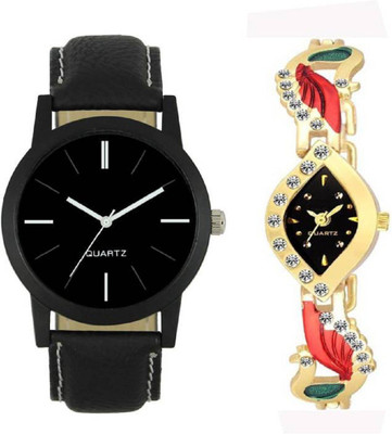 

Montres New Attractive Designer Black And Gold Strap Color Men And Women Watch - For Boys & Girls