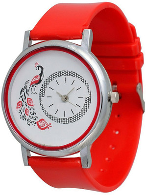 

Maxi Retail Peacock Dial PG-Red Analogue Watch - For Girls