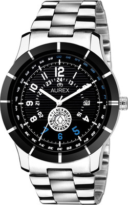 AUREX AX-GR113-BKC Black Dial Day And Date Functioning Watch - For Men