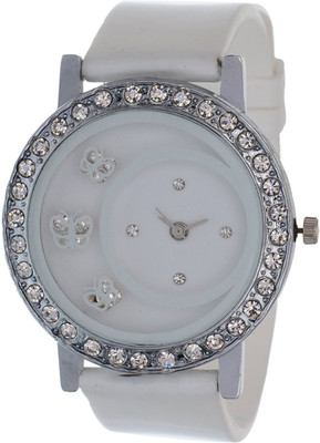 

Maxi Retail Butterfly Diamond Studded SP-White Analogue Watch - For Girls