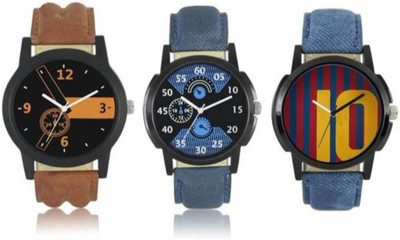 

victance Analogue multi color stylish dial leather belt wrist watch watch combo for boys and mens (pack of 3) Watch - For Men