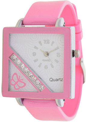 

Orayan Square Diamond Studded SP-Pink Analogue Watch - For Girls