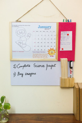 

IVEI kids activity calendar with a whiteboard and pin board - pink