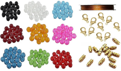 

GOELX Crystal Faceted Swarovski Beads in 9 Colors Combo With Gear Wire & Clasps (Barrel & Lobster)