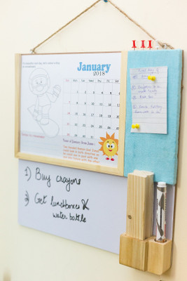 

IVEI kids activity calendar with a whiteboard and pin board - blue