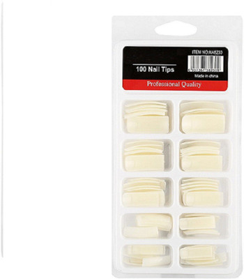 

Foolzy 100pcs Natural Color Square French Acrylic Europe Style False Nails fake Tips 10 Sizes for Nail Salons and DIY Nail Art at home Natural(Pack of 100)