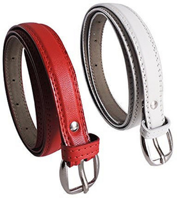 

PINKIT Women Casual Red, White Genuine Leather Belt