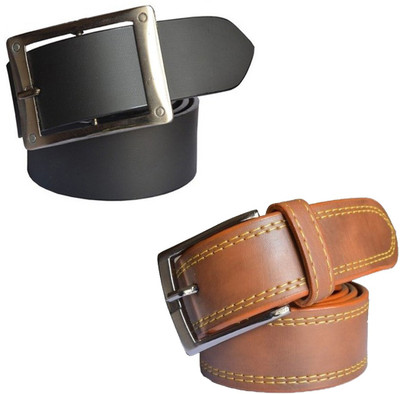 

Sun Shopping Men Formal Multicolor Synthetic Belt, Black:tan