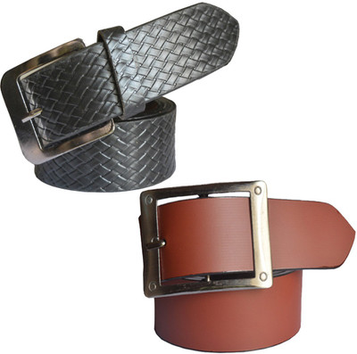 

Sun Shopping Men Formal Multicolor Synthetic Belt, Black:tan