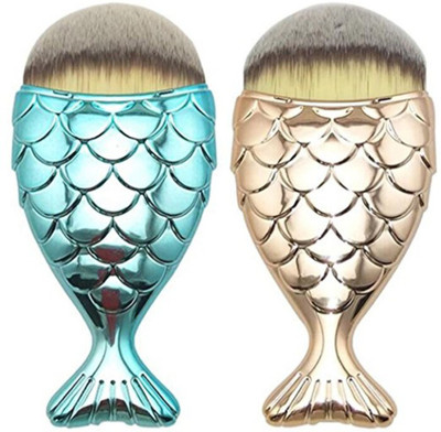 

Zafos store Mermaid Fish Makeup Brush Fishtail Bottom Brush Powder Blush Foundation Premium Makeup Cosmetic Brushes Tool by Staron (Multi)(Pack of 2)