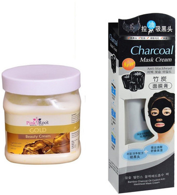 

Pink Root Gold Beauty Cream 500ml, Charcoal Mask Cream Anti-blackhead(Set of 2)
