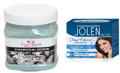

Jolen Oxy Crème Bleach 35g, Pink Root Charcoal Scrub 500ml(Set of 2)