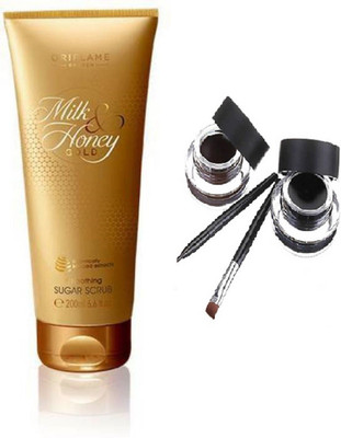 

TheTopNotch Eyeliner Black Brown and Oriflame Sugar Scrub 200 ML(Set of 2)