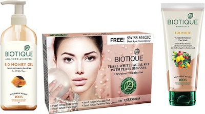 

BIOTIQUE BIO Bio Honey Gel Face Wash, Bio White Advanced Fairness Face Wash, Bio Pearl White Facial Kit(Set of 3)