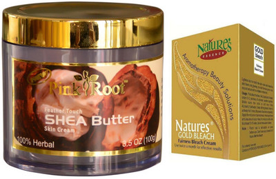 

Pink Root Shea Butter Skin Cream 100gm, Essence Gold Bleach 43g(Set of 2)