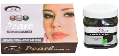 

Pink Root Pearl Facial Kit 83g, Charcoal Gel 500ml(Set of 2)