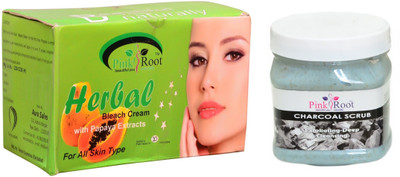 

Pink Root Herbal Bleach 250g, Charcoal Scrub 500ml(Set of 2)