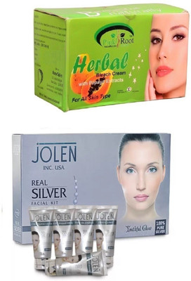 Pink Root Herbal Bleach 250gand Jolen Real Silver Kit 250g(Set of 2)