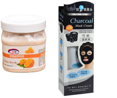 

Pink Root Orange Scrub 500ml, Charcoal Mask Cream Anti-blackhead(Set of 2)