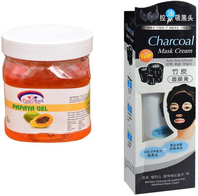 

Pink Root Papaya Gel 500ml, Charcoal Mask Cream Anti-blackhead(Set of 2)