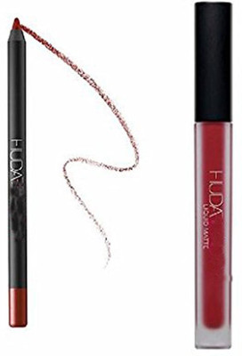 

huda Beauty Lip Gloss and Lip Contour Pencil (Red)(Set of 2)