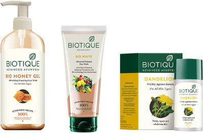 

BIOTIQUE BIO Bio Honey Gel Face Wash, Bio White Advanced Fairness Face Wash, Bio Dandelion Ageless Lightening Serum(Set of 3)