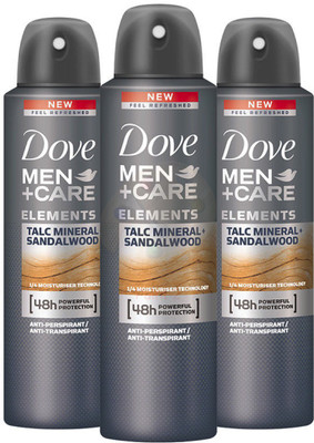 

Dove TALC MINERIAL SANDALWOOD Body Spray - For Men(150 ml, Pack of 3)