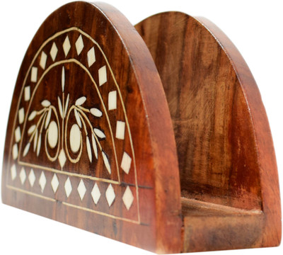 

ARZ 1 Compartments Wooden Handicraft Semi circular Napkin Holder(Brown)