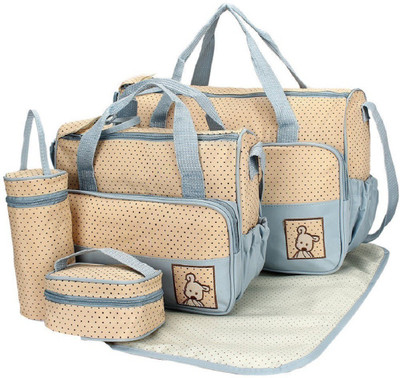 

RIMJHIM TOYS 5pcs/set Baby Diaper Bag Nappy Mummy Bag Print Maternity Handbag Changing Baby Messenger Bag - ( IT N - 046 ) (Pink) Diaper Beg(Sky Blue)