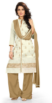

BanoRani Chanderi Embroidered Semi-stitched Salwar Suit Dupatta Material, Multicolor