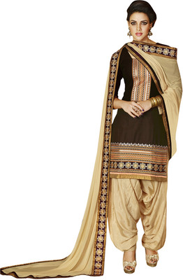 

Kvsfab Cotton Embroidered Salwar Suit Dupatta Material(Un-stitched), Beige;maroon