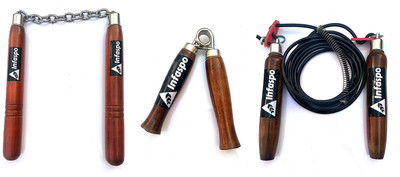 

Infaspo Combo Of Shism Wood Nunchaku, Skipping Rope & Hand Grip/Fitness Grip(Multicolor)