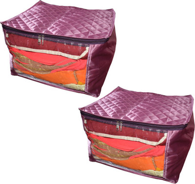 

Aadhya Designer Extra Large 10 Inch Saree Cover Quilted Satin set of 2 Pcs Wedding Collection (Purple)(Purple)
