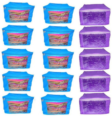 

Addyz Plain Combo of 15 Pieces High Quality Multipurpose Ladies Large 10inch Non - Woven saree Cover 10pcs Blue, 5 Purple Color Salwar Suit Kamiz Cover Up to 10 - 12 Saree or Salwar in Each Saree Storage Bag Garment Cover(Blue, Purple)
