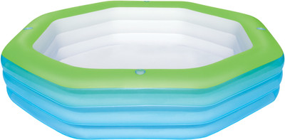 

DealBindaas Bestway Swimming Pool 8.2 Feet/Foot Deluxe Octagon Shape Family Pool | 98" Inches | 250* H 51 Cms | For Kids Adult Family | Easy Inflatable, 4 Cup Holder | Easy To Store Inflatable Pool(multi)