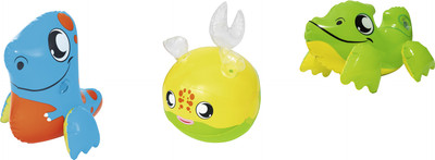 

DealBindaas Bestway Up, In & Over Bath Puffy Pals 24-27 Cms Combo Inflatable | 3 Pcs |Age 4-24 Months | Summer Bath Toy Inflatable Pool Accessory(Multicolor)