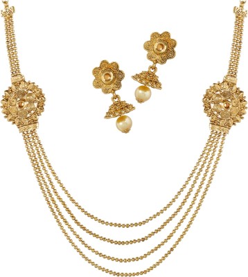 Bhana Jewells Brass, Alloy Gold-plated Gold, White Jewellery Set(Pack of 1)