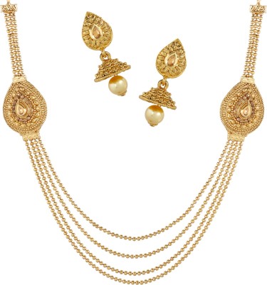 Bhana Jewells Brass, Alloy Gold-plated Gold, White Jewellery Set(Pack of 1)