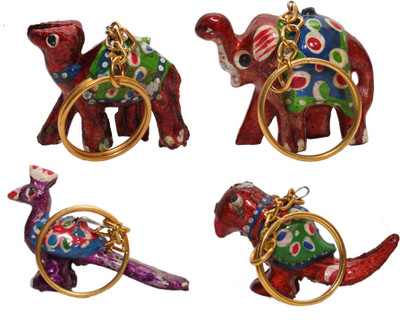 

The Rajasthali WOOD CRAFTED 4 DESIGNER RED Key Chain