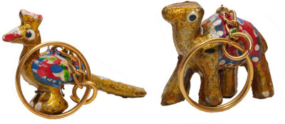 

The Rajasthali WOOD CRAFTED 2 DESIGNER GOLDEN COLOUR Key Chain