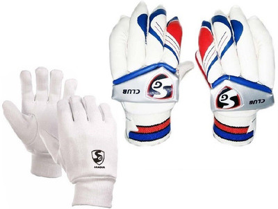 

SG Combo of Two- One Pair of 'Club' Batting Glove (Right Handed) and One Pair of 'League' Inner Gloves (Men's) (Color On Availability)- Cricket Kit